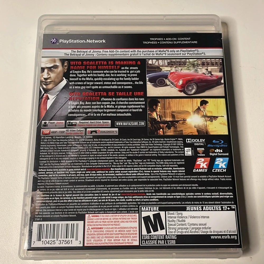 Mafia 2 II for Sony‎ Playstation 3 PS3. Complete in Box. CIB. Tested and Works - Picture 2 of 5